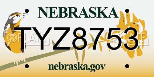 TYZ8753 Nebraska License Plate