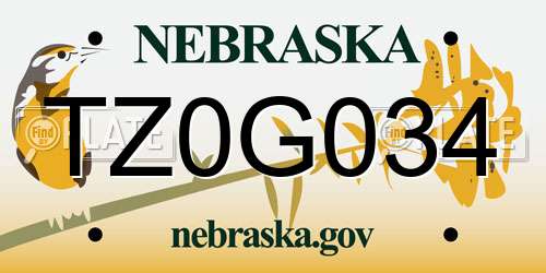 TZ0G034 Nebraska License Plate