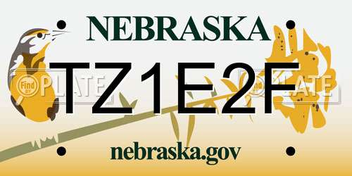 TZ1E2F Nebraska License Plate