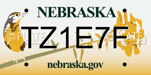 TZ1E7F Nebraska License Plate