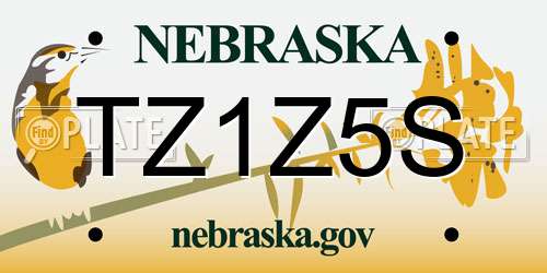 TZ1Z5S Nebraska License Plate