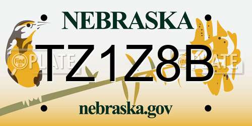 TZ1Z8B Nebraska License Plate