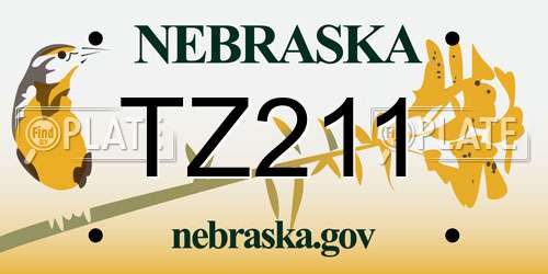 TZ211 Nebraska License Plate