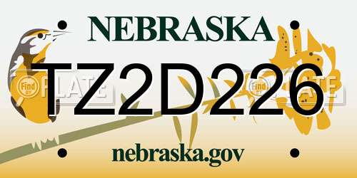 TZ2D226 Nebraska License Plate