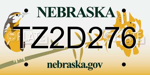 TZ2D276 Nebraska License Plate
