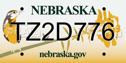 TZ2D776 Nebraska License Plate
