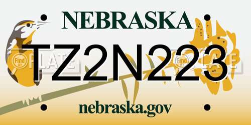 TZ2N223 Nebraska License Plate