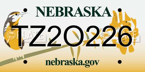 TZ2O226 Nebraska License Plate
