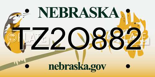 TZ2O882 Nebraska License Plate