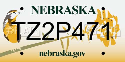 TZ2P471 Nebraska License Plate