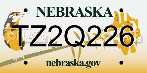 TZ2Q226 Nebraska License Plate
