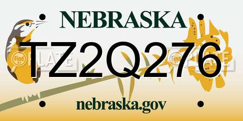 TZ2Q276 Nebraska License Plate