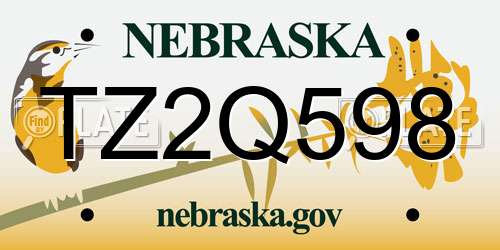 TZ2Q598 Nebraska License Plate