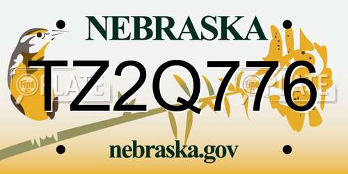 TZ2Q776 Nebraska License Plate