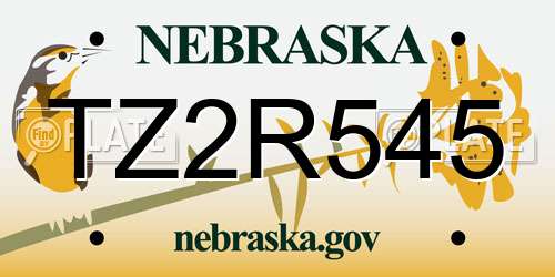 TZ2R545 Nebraska License Plate