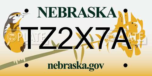 TZ2X7A Nebraska License Plate