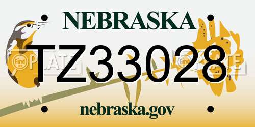 TZ33028 Nebraska License Plate