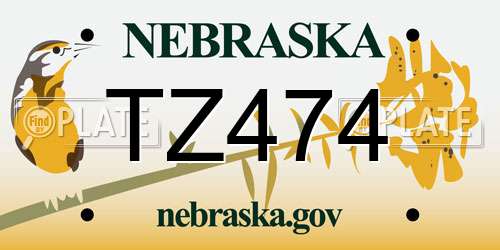 TZ474 Nebraska License Plate