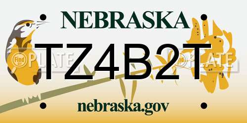 TZ4B2T Nebraska License Plate