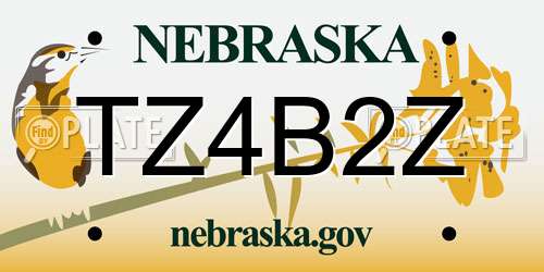 TZ4B2Z Nebraska License Plate