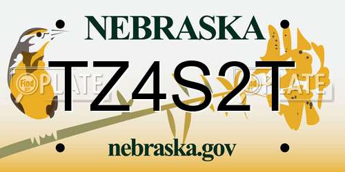 TZ4S2T Nebraska License Plate