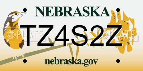 TZ4S2Z Nebraska License Plate