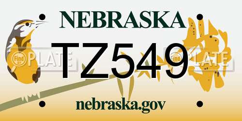 TZ549 Nebraska License Plate