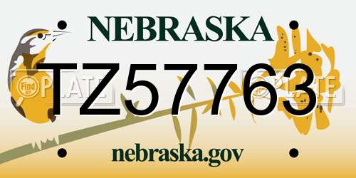 TZ57763 Nebraska License Plate