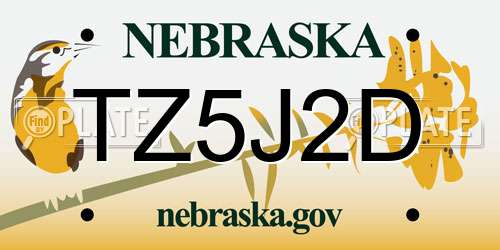 TZ5J2D Nebraska License Plate