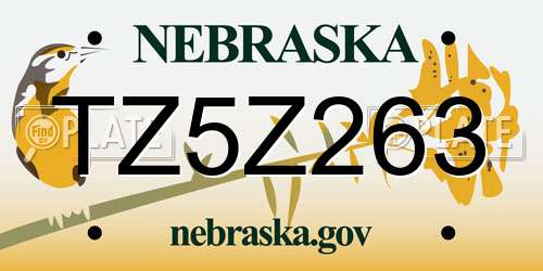 TZ5Z263 Nebraska License Plate
