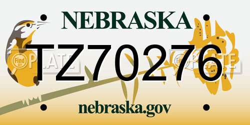 TZ70276 Nebraska License Plate