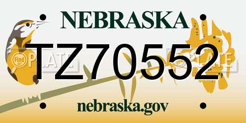 TZ70552 Nebraska License Plate