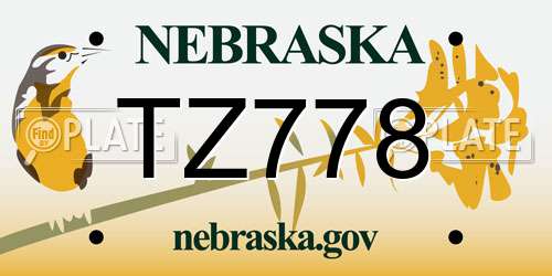 TZ778 Nebraska License Plate