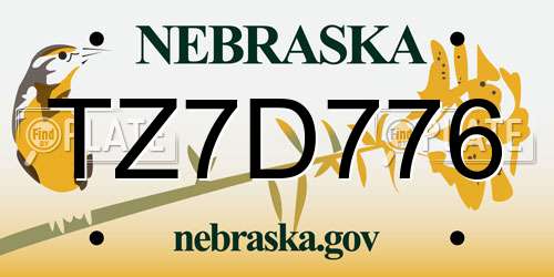 TZ7D776 Nebraska License Plate