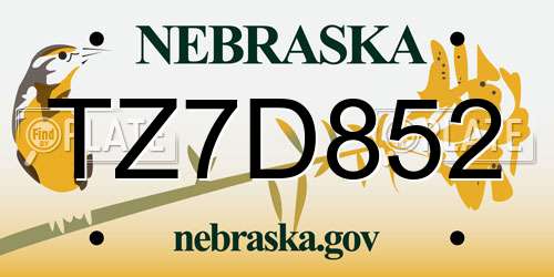 TZ7D852 Nebraska License Plate
