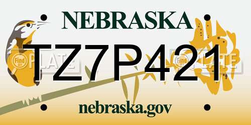 TZ7P421 Nebraska License Plate