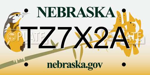 TZ7X2A Nebraska License Plate