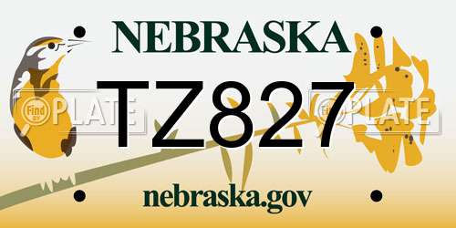 TZ827 Nebraska License Plate