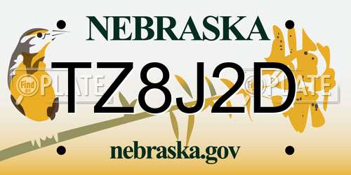 TZ8J2D Nebraska License Plate