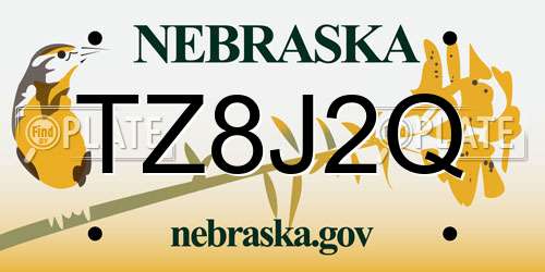 TZ8J2Q Nebraska License Plate