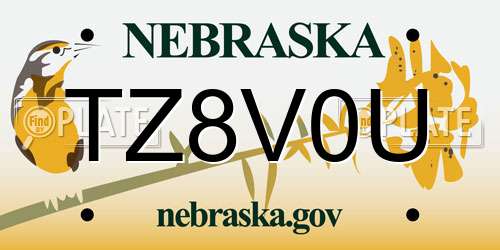 TZ8V0U Nebraska License Plate