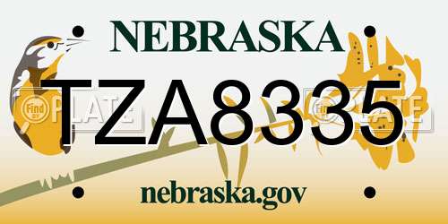 TZA8335 Nebraska License Plate