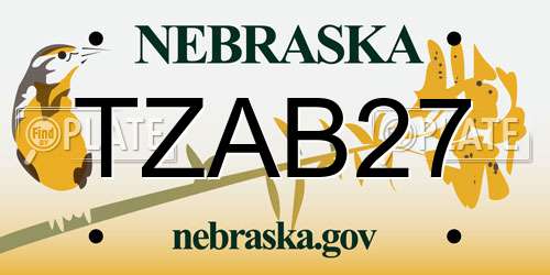 TZAB27 Nebraska License Plate