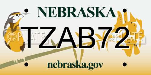TZAB72 Nebraska License Plate