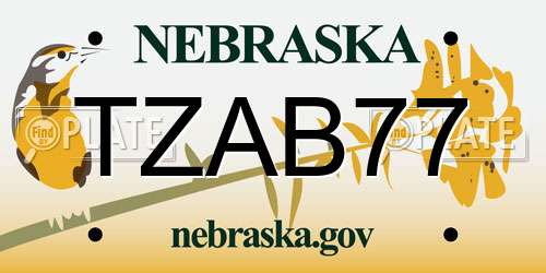 TZAB77 Nebraska License Plate