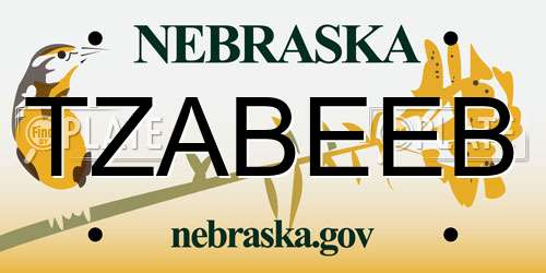 TZABEEB Nebraska License Plate