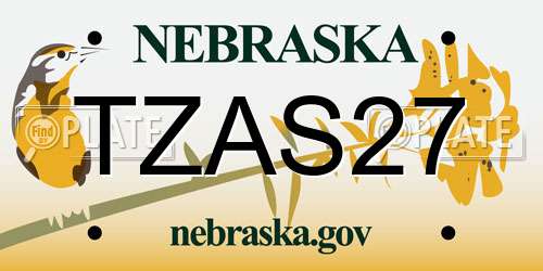 TZAS27 Nebraska License Plate