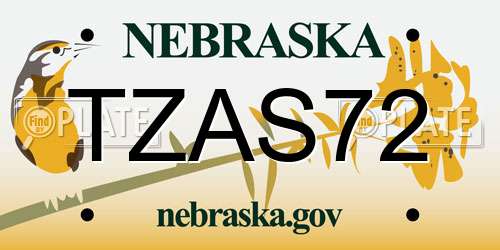 TZAS72 Nebraska License Plate