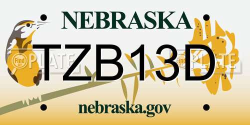 TZB13D Nebraska License Plate