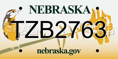 TZB2763 Nebraska License Plate